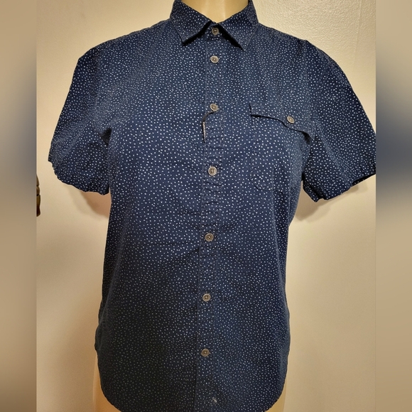 Calvin Klein Jeans Blouse Blue Pokadots Small - Picture 1 of 3